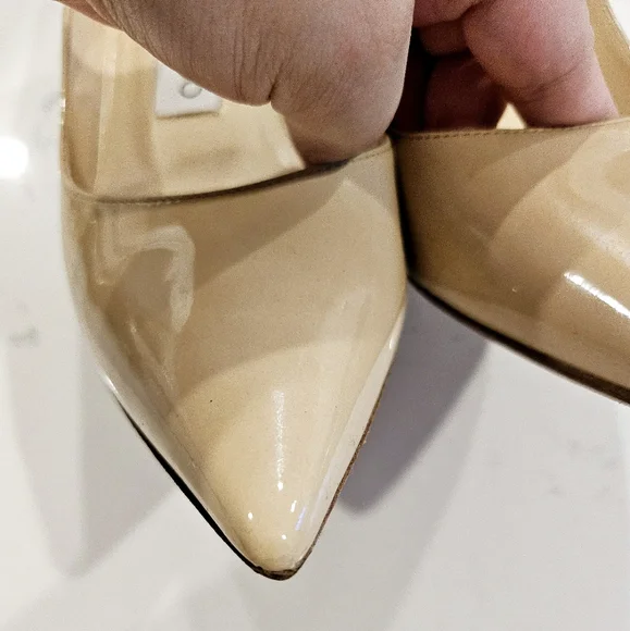 Jimmy Choo Nude Patent Kitten Heel Pumps - Picture 13 of 14